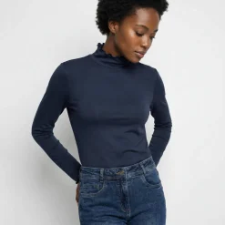 Sous-pull à col montant frisotté, uni