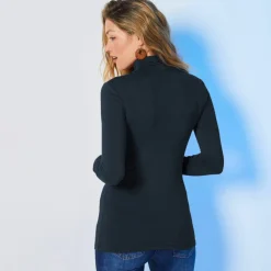 Sous-pull col roulé coton stretch uni