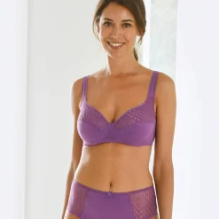 Soutien-gorge coton dentelle uni Coria - sans armatures