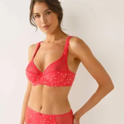 Soutien-gorge coton dentelle uni et imprimé pois Tropea avec armatures - lot de 2