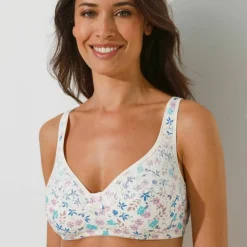 Soutien-gorge coton imprimé fleuri spécial opération du sein- sans armatures