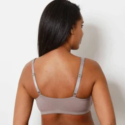 Soutien-gorge coton uni et plumetis ouverture devant - sans armatures