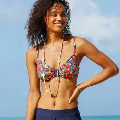 Soutien-gorge de bain drapé imprimé Toboki, avec armatures