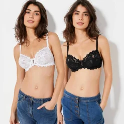 Soutien-gorge dentelle unie Arum forme emboîtante avec armatures - Lot de 2