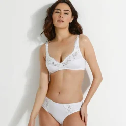 Soutien-gorge forme croisée uni brodé Olbia - sans armatures