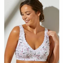 Soutien-gorge grand maintien coton imprimé fleuri "Capella" - sans armatures