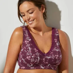 Soutien-gorge grand maintien coton imprimé fleuri "Capella" - sans armatures