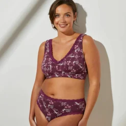 Soutien-gorge grand maintien coton imprimé fleuri 