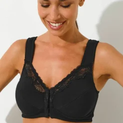 Soutien-gorge grand maintien coton stretch ouvert devant - sans armatures