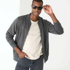 Sweat col bomber entièrement zippé uni