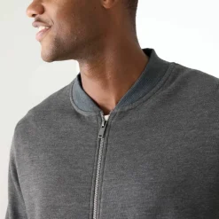 Sweat col bomber entièrement zippé uni