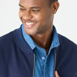 Sweat col bomber entièrement zippé uni
