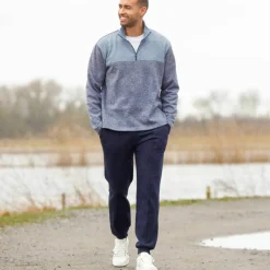 Sweat col camionneur zippé maille doublée molleton