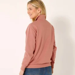Sweat col montant zippé en molleton gratté