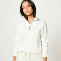 Sweat col montant zippé en molleton gratté