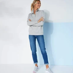 Sweat col montant zippé en molleton gratté