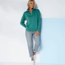 Sweat col montant zippé en molleton gratté