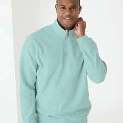 Sweat molleton col camionneur zippé