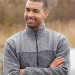 Sweat zippé col montant maille doublée molleton