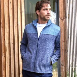 Sweat zippé col montant maille doublée molleton