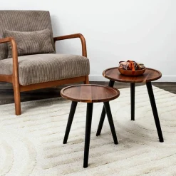 Table basse gigogne en bois - lot de 2
