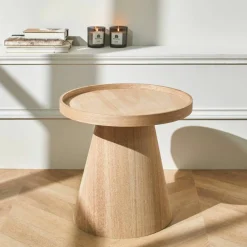 Table d'appoint ronde coloris bois foncé