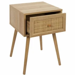 Table de chevet bois - 1 tiroir cannage rotin