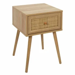 Table de chevet bois - 1 tiroir cannage rotin