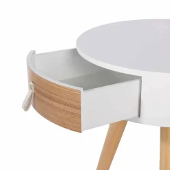 Table de chevet ronde bicolore TIHAME - 1 tiroir