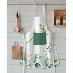 Tablier bavette motif feuillage