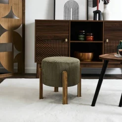 Tabouret cylindrique, pieds en bois