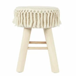 Tabouret en bois, assise tressée
