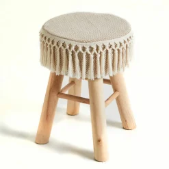 Tabouret en bois, assise tressée