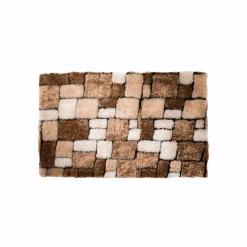 Tapis de bain mosaïque toucher peluche