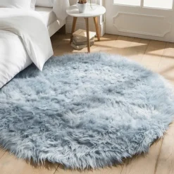 Tapis rond poils longs