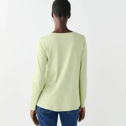 Tee-shirt col tunisien manches longues, uni
