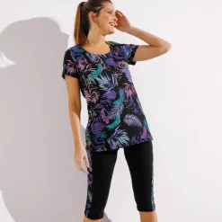 Tee-shirt en coton stretch imprimé - manches courtes