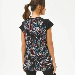 Tee-shirt imprimé encolure froncée, manches courtes