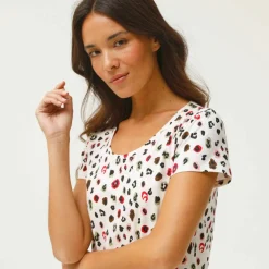 Tee-shirt manches courtes, imprimé peau de bête