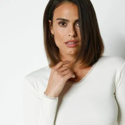 Tee-shirt manches longues chaleur seconde peau et détails dentelle