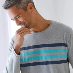Tee-shirt pyjama manches longues rayures