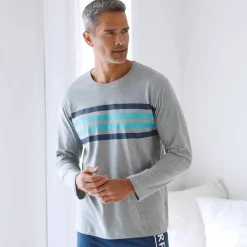Tee-shirt pyjama manches longues rayures