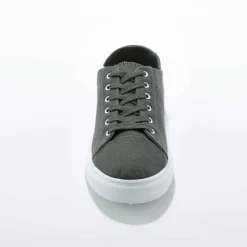 Tennis lacées en toile à semelle plateforme compensée