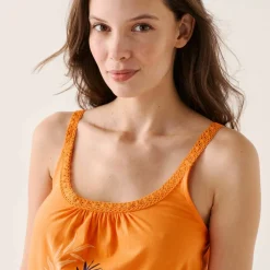 Top de pyjama en coton et macramé - uni tropical