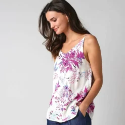 Top imprimé floral, fines bretelles réglables