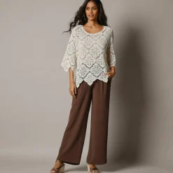 Top macramé à écailles, manches pagodes
