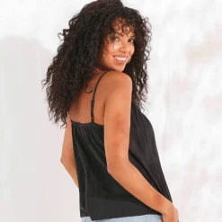 Top macramé col V, bretelles réglables