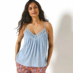 Top macramé col V, bretelles réglables