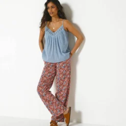 Top macramé col V, bretelles réglables