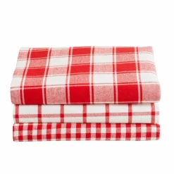Torchon carreaux coton tissé teint - lot de 3